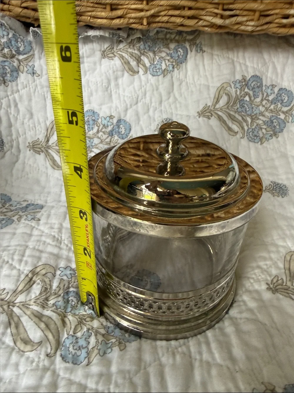 Pottery Barn Silver-Tone Decorative Lidded Canister